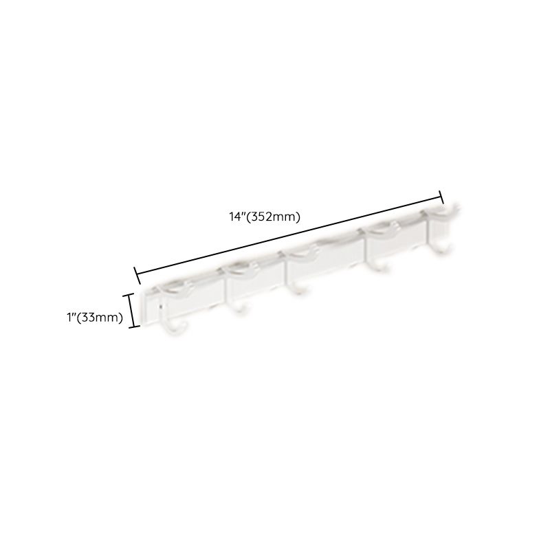 Contemporary Bath Hardware Set in Stainless Aluminum Matte White Robe Hooks/Bath Shelf