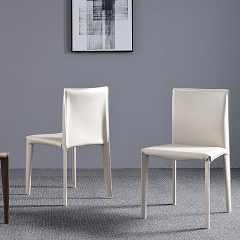 Modern Simple Side Chair Faux Leather Armless Dining Chair for Bedroom