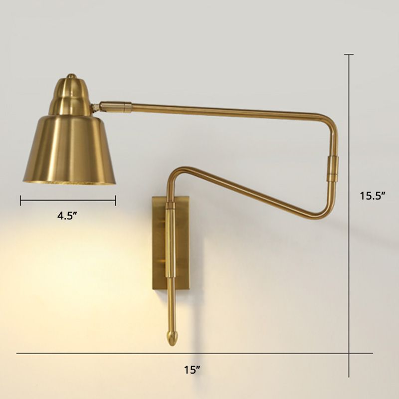 Gearceerde bedmuur gemonteerd leeslamp metaal 1 kop Noordse taakwand sconce met intrekbare arm