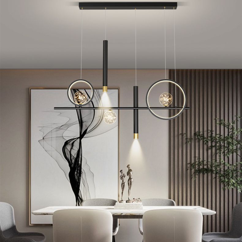 Silica Gel LED Island Light in Modern Creative Style Aluminium Linear Pendant Light for Dining Room