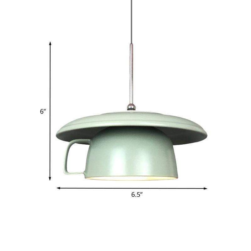 Green Finish Coffee Gup Pending Lightture Macaron 1-Head Ceramics LED Plafond Plafond