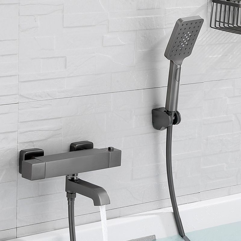 Black Tub Filler Wall-Mounted Brass Single Knob Handle Swivel Tub Filler with Handshower