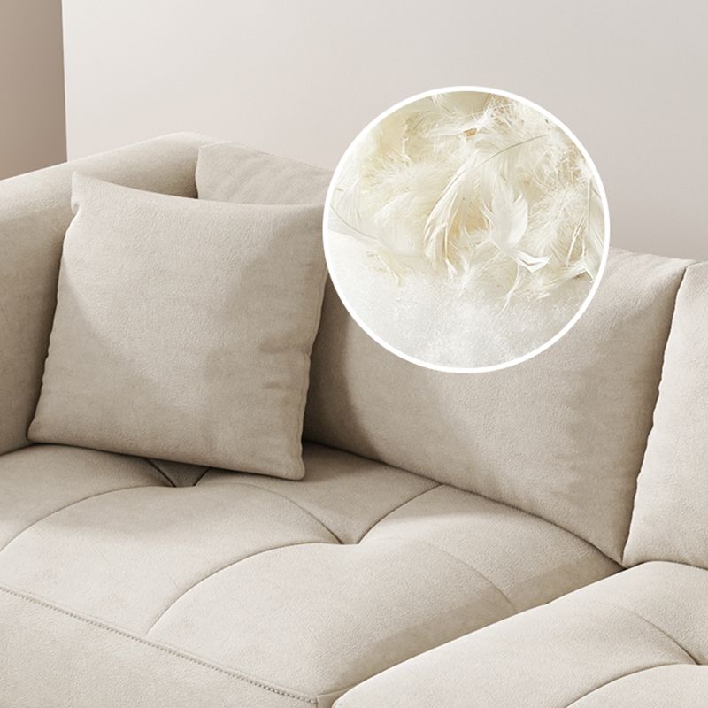 Contemporary Tuxedo Arm Cushions Sofa Faux Leather Standard Sofa with Pillows