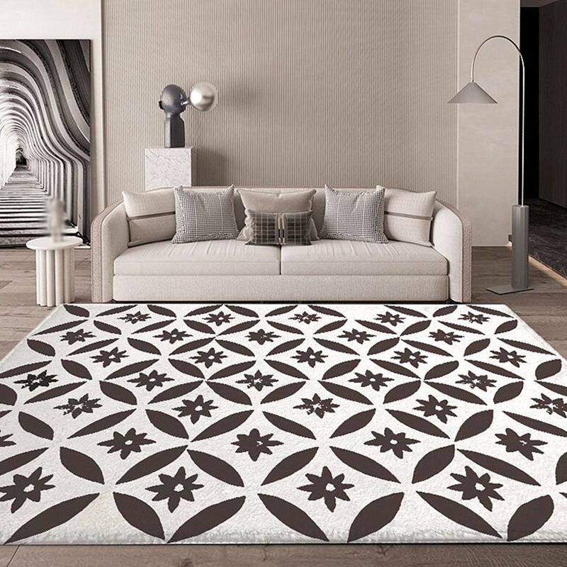Green Modern Rug Polyester Pattern Rug Stain Resistant Rug for Living Room
