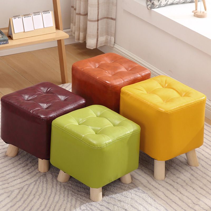 Water Resistant Pouf Tufted Whole Colored Square Faux Leather Pouf Stool