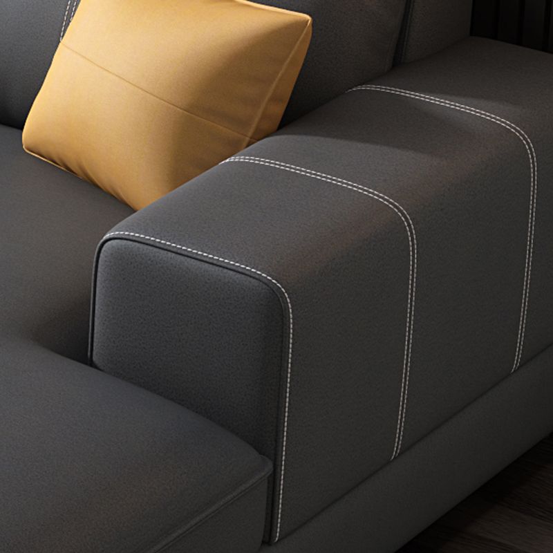 L-Shape High Back Faux Leather Square Arm Sectional with Wear-Resisting