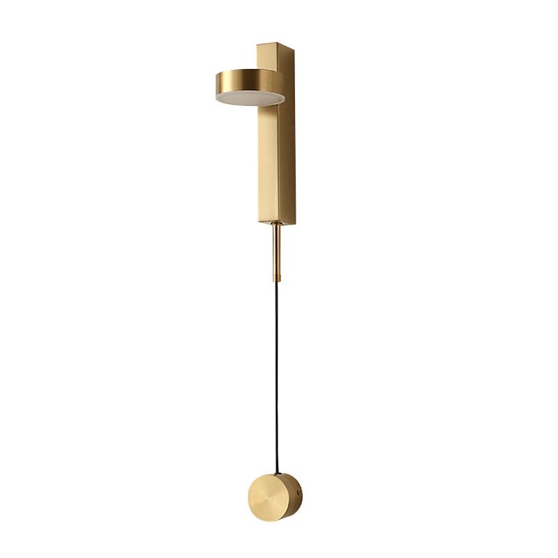 Round Metal Wall Sconce Modern Style 1-Light Wall Mount Lighting