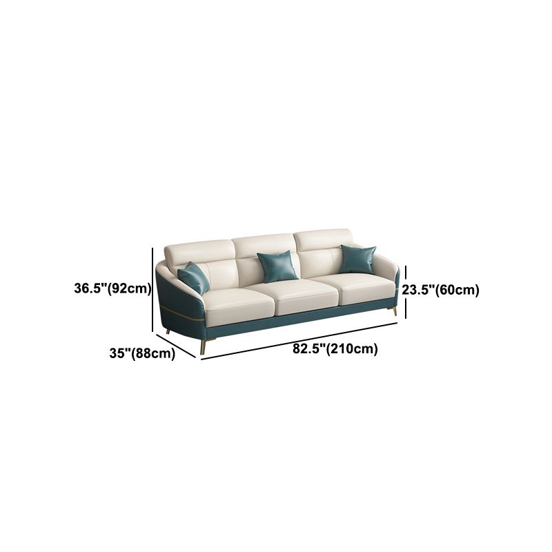 Genuine Leather Sloped Arms Sectional Sofa 36.22"High Cushion Back Sofa