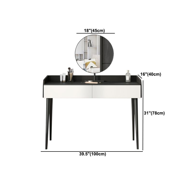Black Stone Top Vanity Table Set Modern Simple Drawers in Included Makeup Dressing Table
