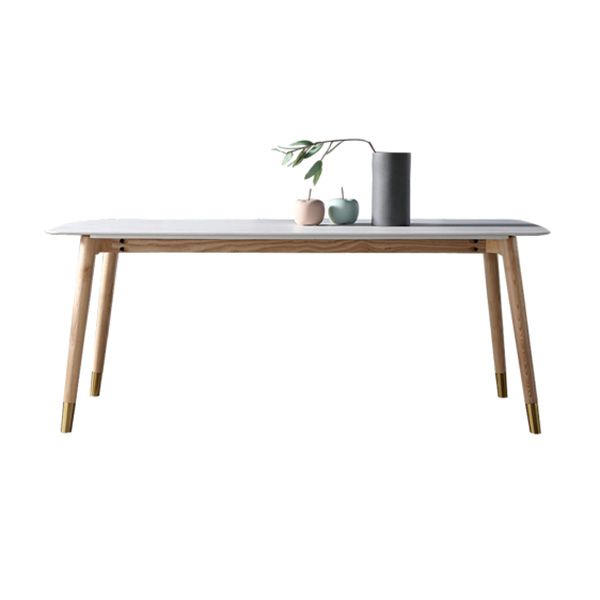Rectangle Two-Color Dining Table Sintered Stone Table Luxury with 4 Legs