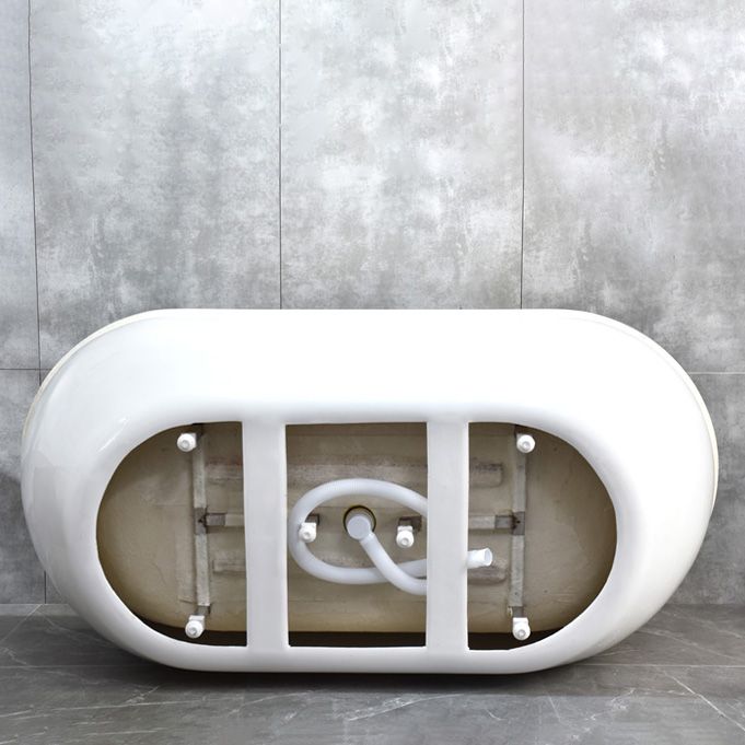 Stand Alone Oval Bath Acrylic Soaking White Modern Center Bathtub