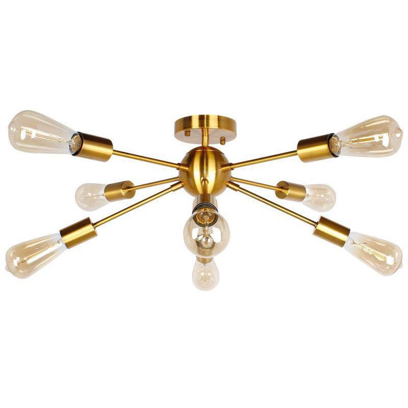Metal Sputnik Shape Flush Mount Lights Modern 8 Lights Flush Mount Light Fixtures