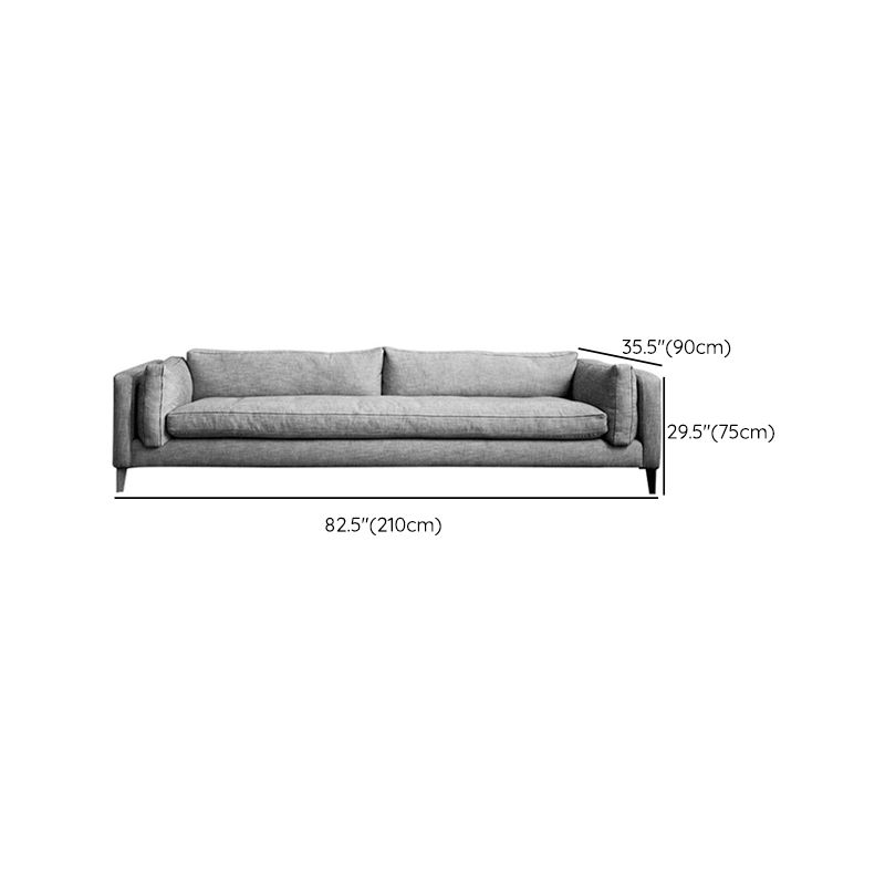 Modern Slipcovered Fabric Sofa 3-seater Tuxedo Arm Sofa in Gray