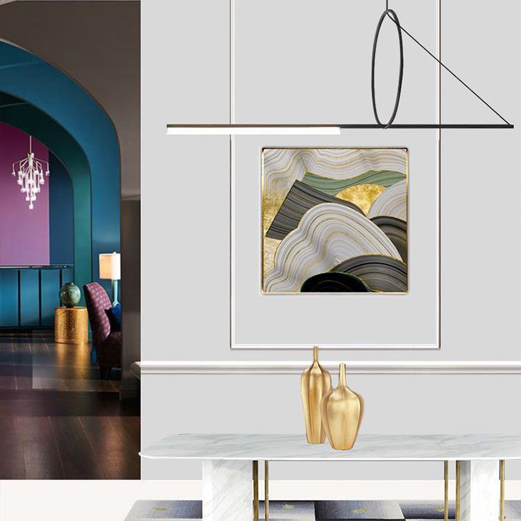 Black Geometric Island Affermazione del soffitto Minimalista in stile Minimalist Isola LED ILLUCIMAZIONE