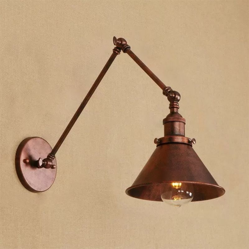 Industrial Swing Arms Wall Mounted Light Metal 1 Light Wall Mounted Lamp