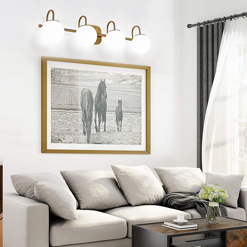 Global Glass Shade Vanity Wall Sconce Metal Armed Vanity Mirror Lights for Bedroom Bathroom