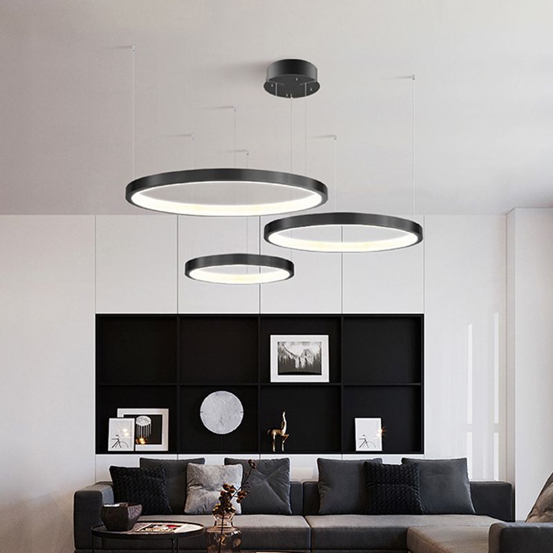 Round Chandelier Light Fixtures Modern Multi-Tier Suspension Pendant Lamps