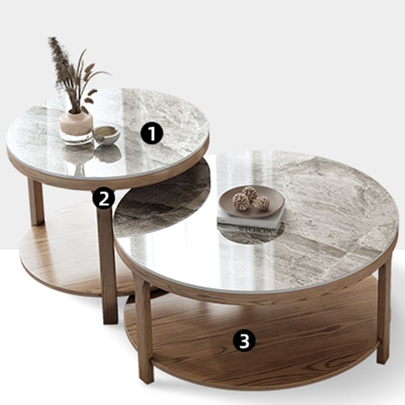 Modern Round 3 Legs Coffee Table No Distressing Coffee Table Set with Shelf