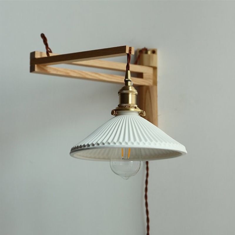 Moderner Stil ausgestatteter Wandmontaglampe Holz 1 Leichte Wandbeleuchtung für Schlafzimmer Wohnzimmer