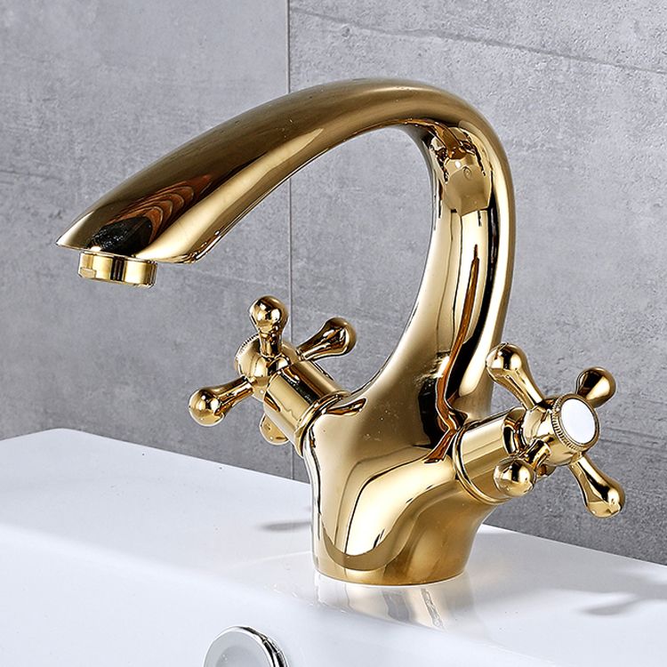 Bathroom Vessel Faucet Double Cross Handle Low Arc Industrial Sink Faucet