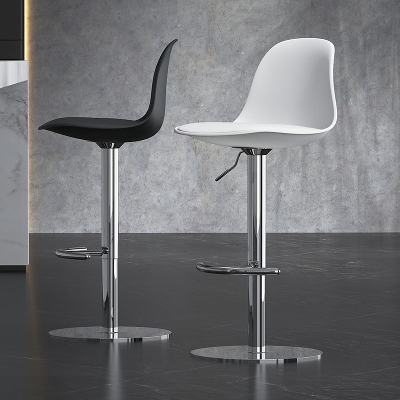 Modern Adjustable Height Swivel Low Back Bar Stool with Metal Base