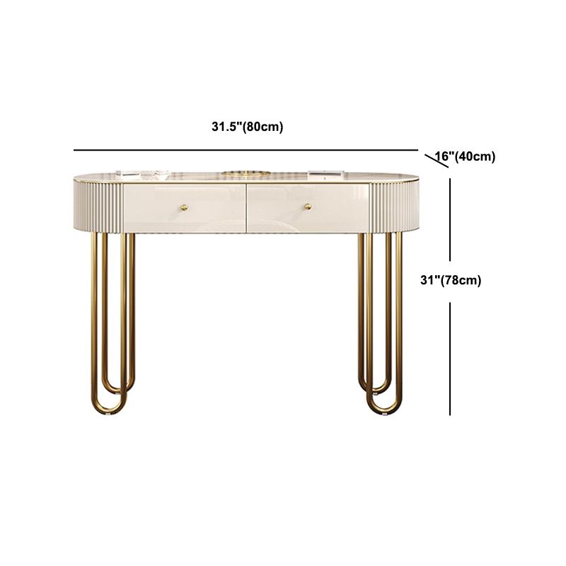 Glam Wood Vanity Dressing Table 2-Drawer Slate Top Make-up Vanity