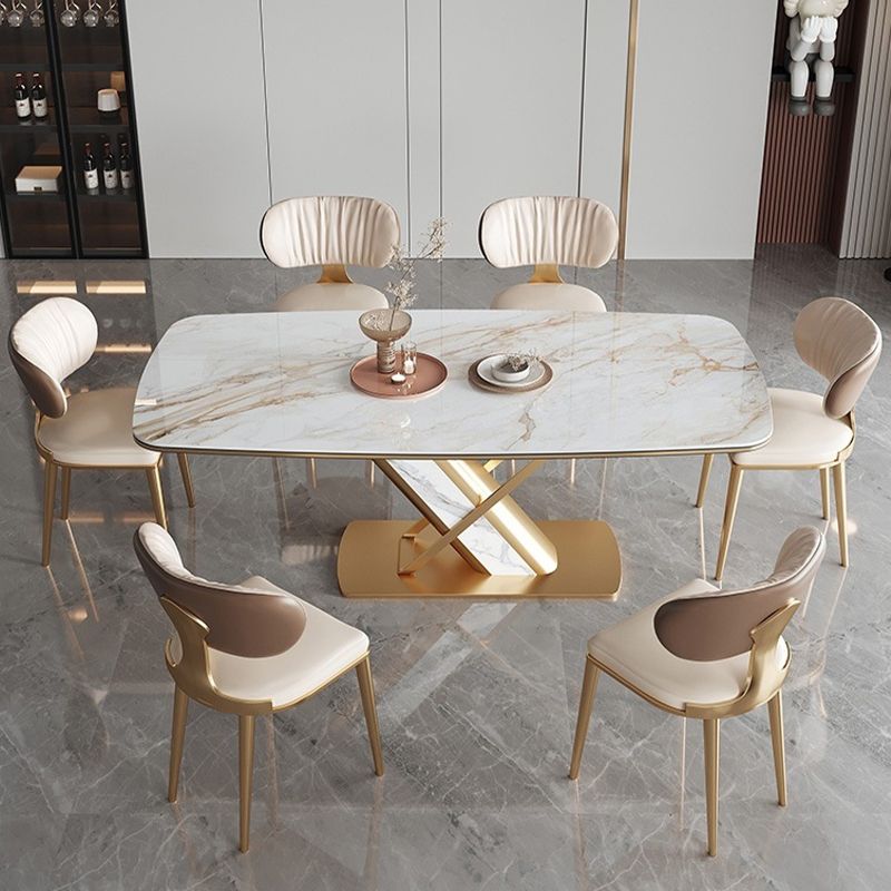 Glam Upholstered Dining Chair Open Back Dining Chair with Metal Legs