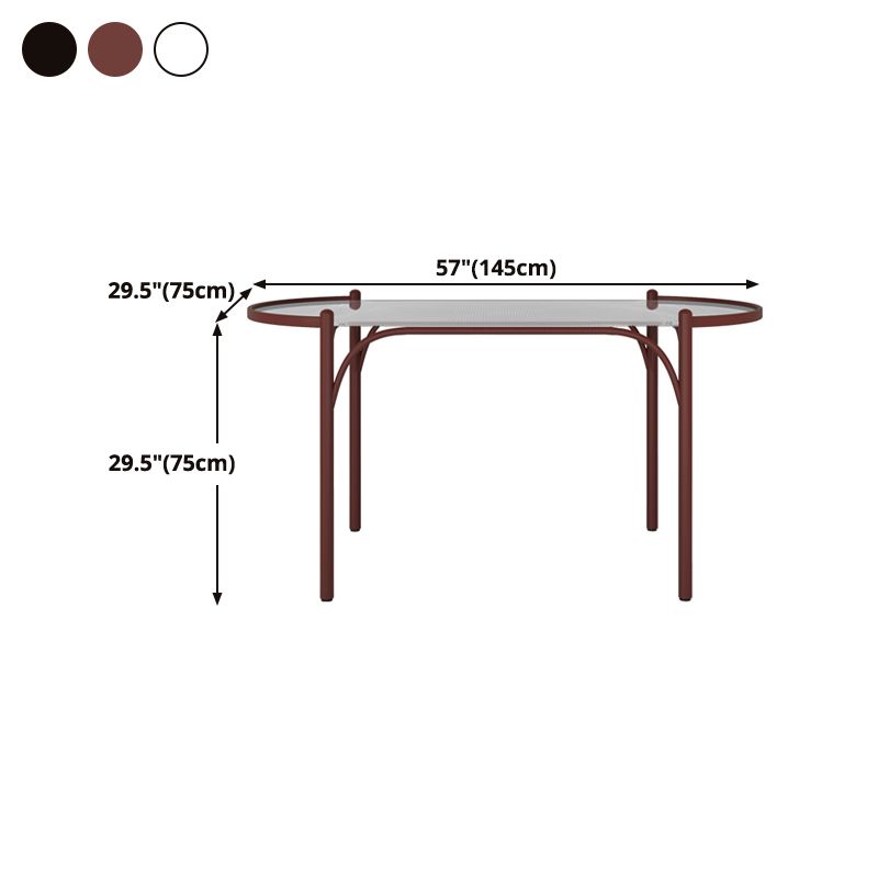 Modern Tempered Glass Dining Table for Restaurant Oval Indoor Table with 4 Legs