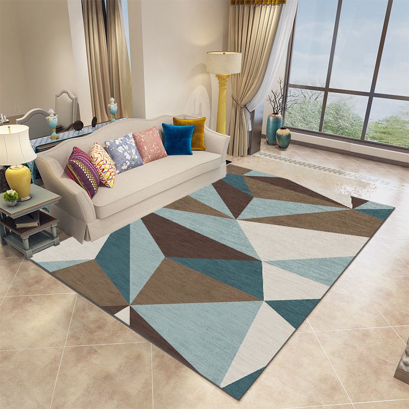 Funky Geometric Indoor Rug Modern Patchwork Area Rug Polyester Non-Slip Carpet for Living Room