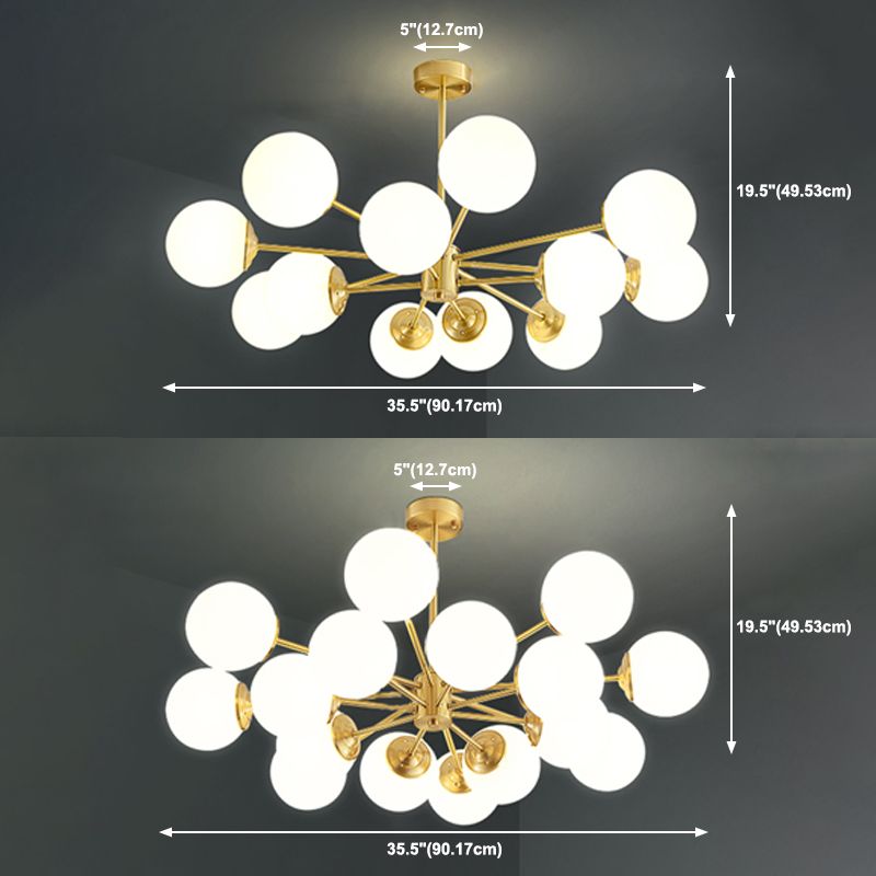 Globe kroonluchter verlichtingsarmaturen Designer Style Multi-Hoofd Suspension Light met witte glazen schaduw