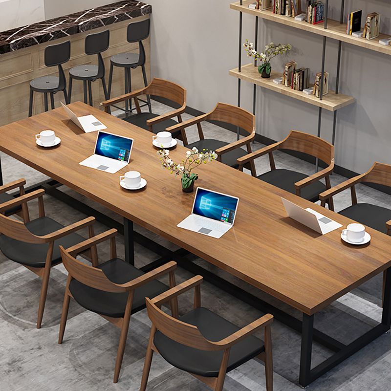Industrial Solid Wood Table for Restaurant Dining Table with Trestle Base