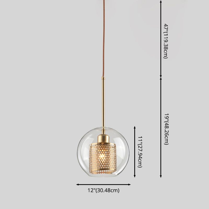 1 lichte bol lichtkit retro industrieel glas hangend licht met hangend snoer voor restaurant
