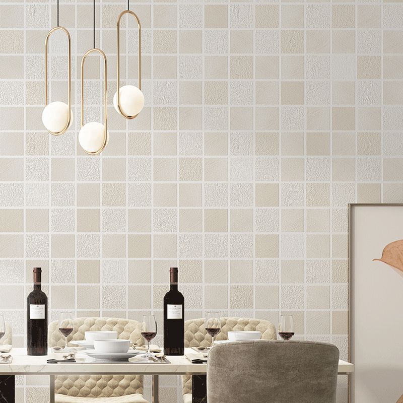 Modern Mosaic Tile Wallpaper Roll Light-Color Dining Room Wall Art, 33' L x 20.5" W