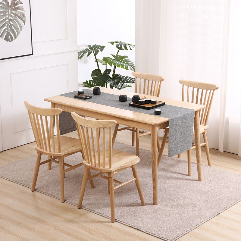 Minimalist Style Solid Wood Dining Table Set of Rectangle Shape Formal Dinette Set