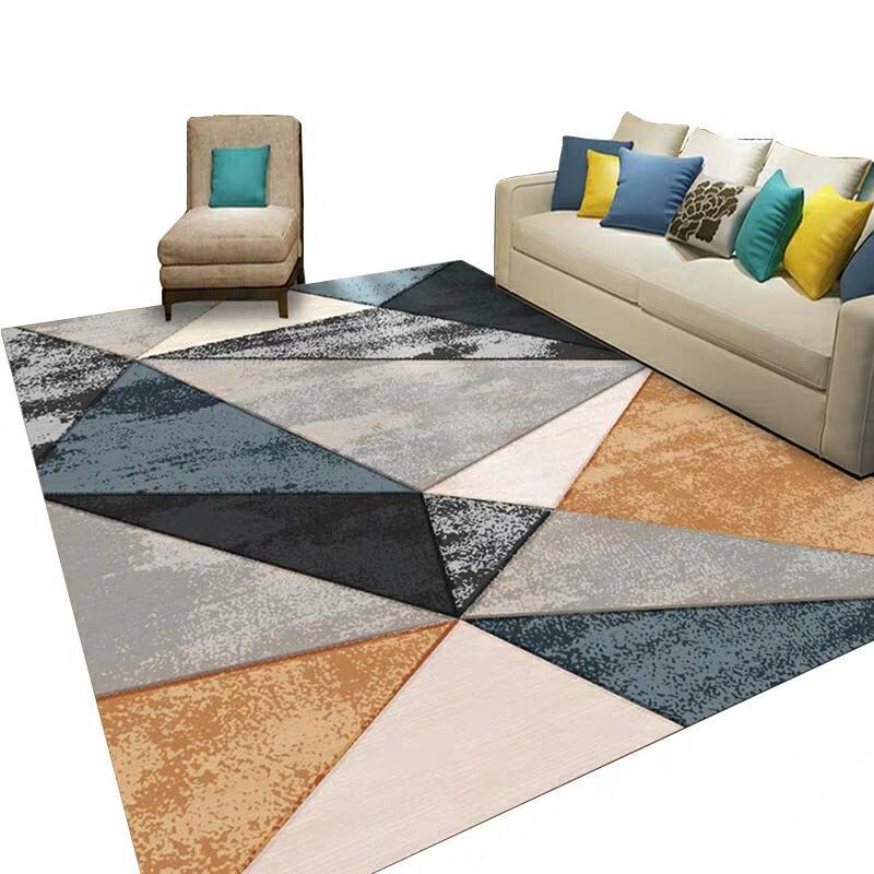 Fashion Multi Color Geometric Rug Synthetics Nordic Area Carpet Pet Friendly Non-Slip Backing Machine Washable Rug for Lounge