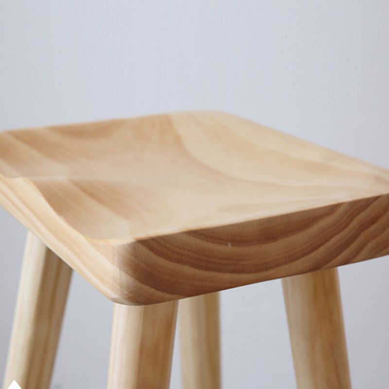 Contemporary Wood Counter Bar Stool Backless Saddle Seat Bar Stool with Footrest