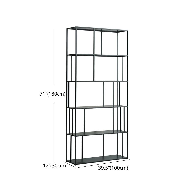 70.87"H Bookcase Black Open Back Modern Style Bookshelf for Home and Office
