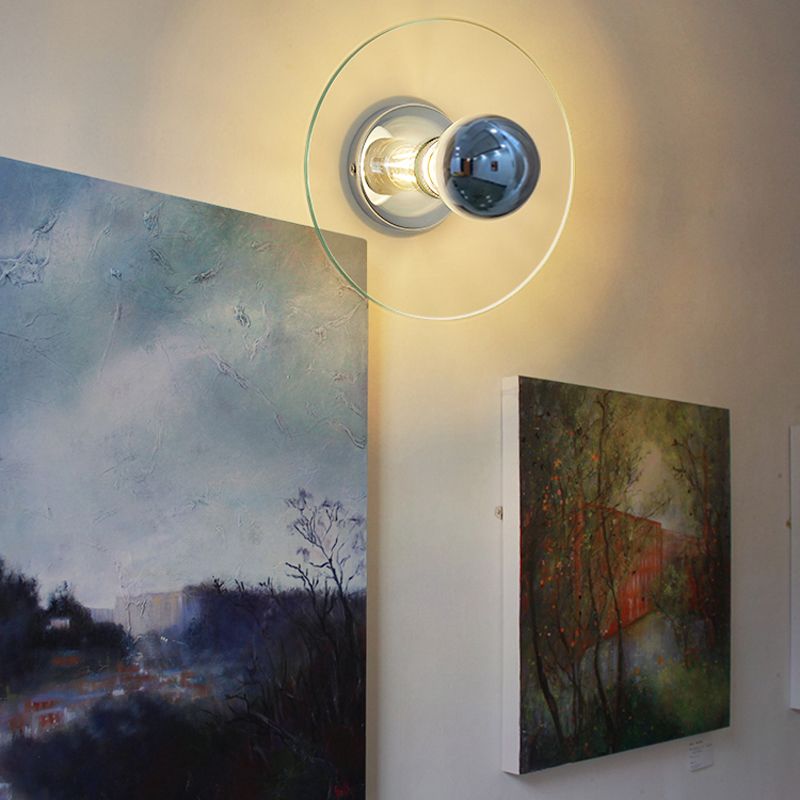 Nordic Style Wall Light Round Shape Wall Lamp with Iron Base for Bedroom