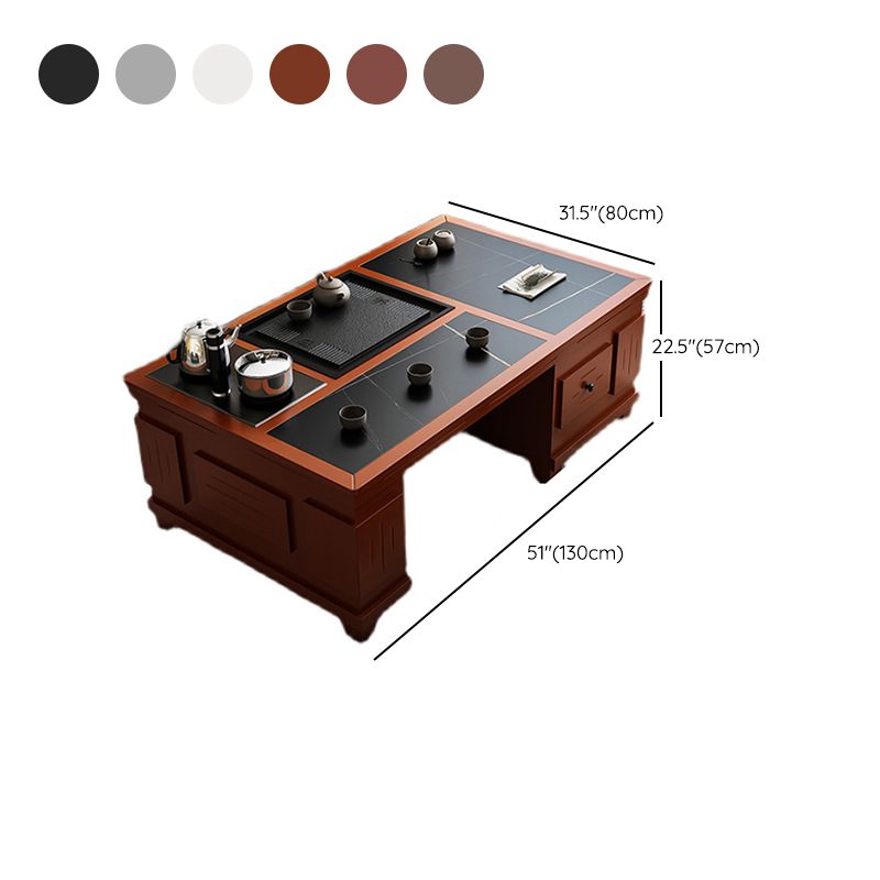 Abstract Slate Coffee Cocktail Table with Storage Drawers Rectangle