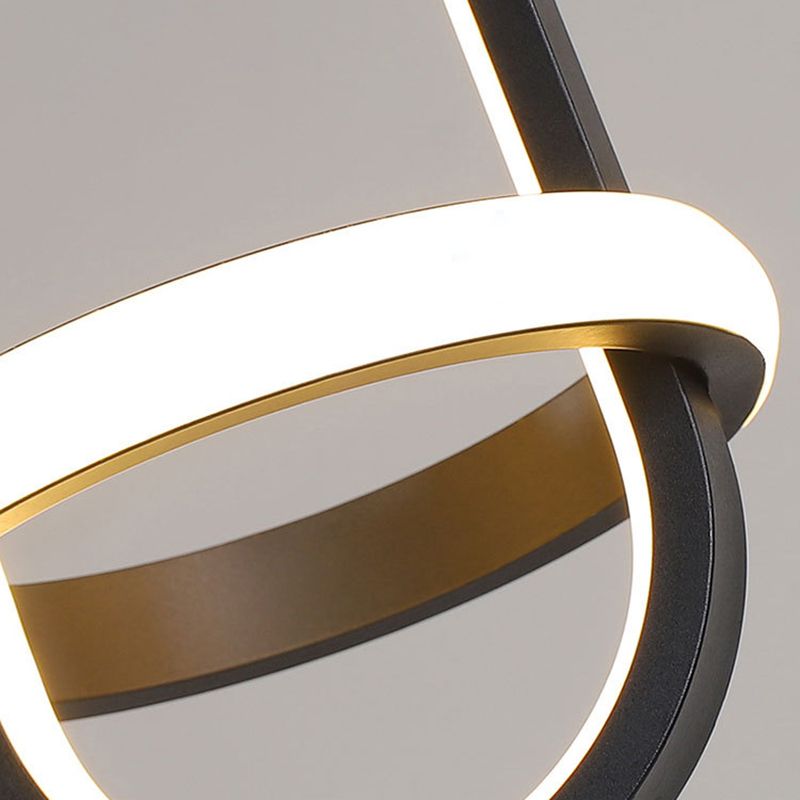 Black Geometrical Hanging Light Fixture Simple LED Metal Hanging Pendant Light for Bedroom