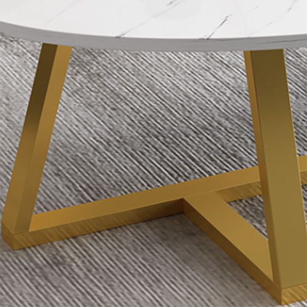 Metal Cross Legs Cocktail Table Wooden Oval Top Coffee Table