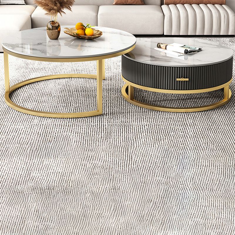 Slate Top Coffee Table Set Frame Cocktail Table with Drawers