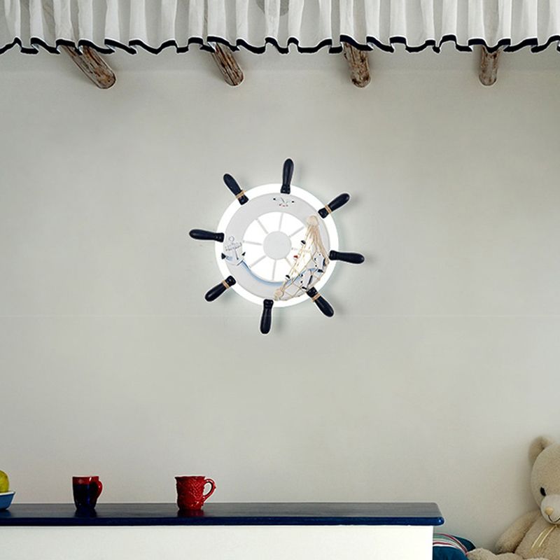 Nautical Style Slim Wall Sconce Rudder Acrylic LED Wall Light for Baby Bedroom