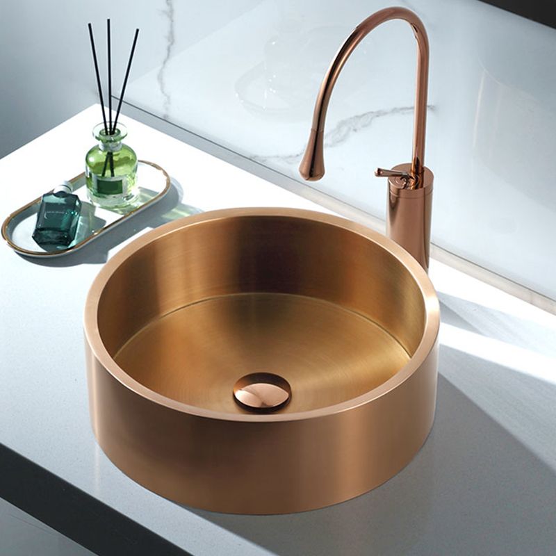 Metal Bathroom Sink Round Bathroom Sink with Overflow And Drain Assembly