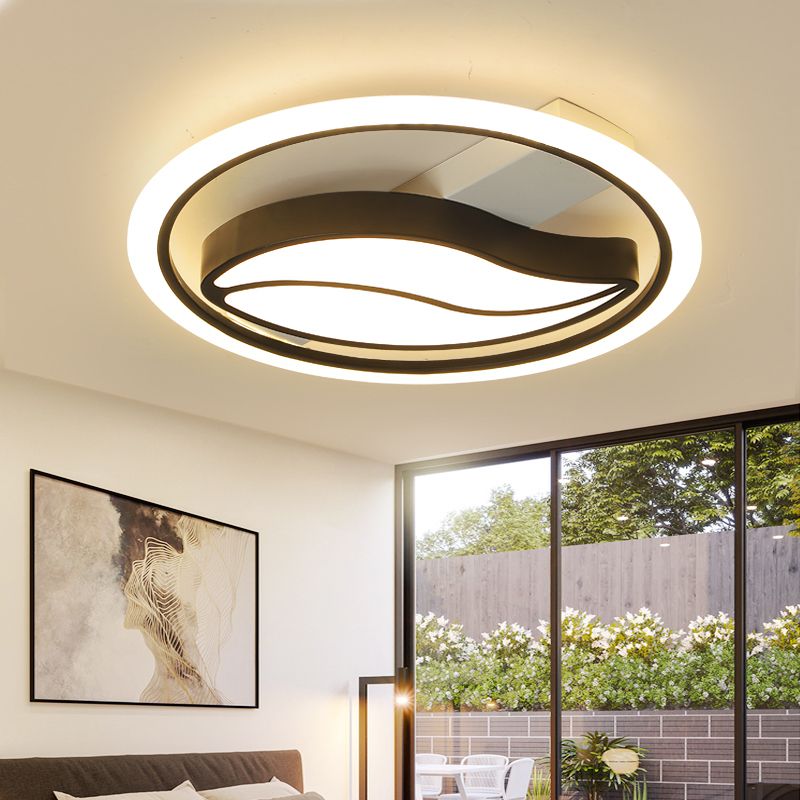 Acrylic Loop Semi Mount Lighting Minimalistic LED Flush Ceiling Light for Bedroom