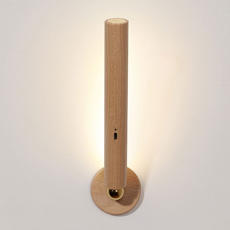 Lámpara de pared LED de dormitorio nórdico ángulo de madera ajustable Luz de madera para la cama