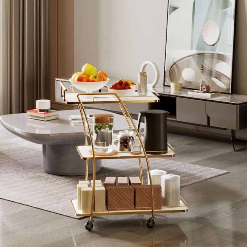Modern Simple Open Storage Kitchen Trolley Rectangular Dining Room Prep Table