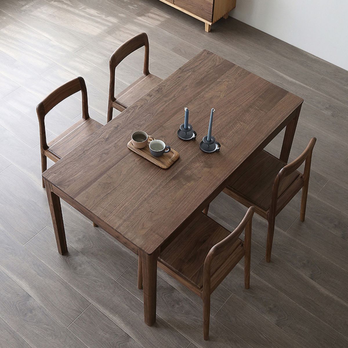 Mesa rectangular de madera maciza, mesa de cocina moderna con 4 patas para restaurante