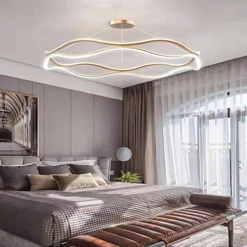 Unique Shape Chandelier Lamp Modern 2 Lights LED Hanging Light for Bedroom