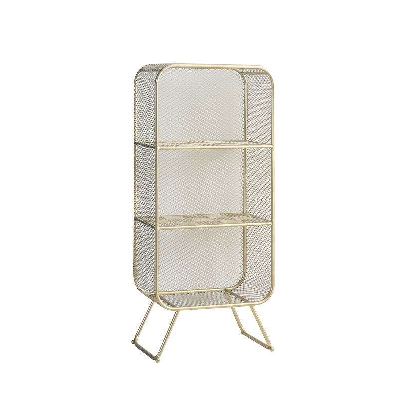 Gold Metal Bookshelf Closed Back Standard Bookcase with Shelves